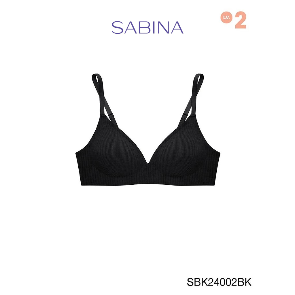 Sabina Soft Collection Level 2 เสื้อชั้นใน ไร้ตะเข็บ ไร้โครง รหัส SBK24002BK - สีดำ