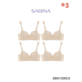 SABINA BRALESS เสื้อชั้นใน Invisible Wire (Set 4 ชิ้น) (ไร้โครง) รุ่น Modern V รหัส SBXI1300C3 สีเนื้อเข้ม