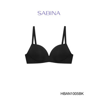 Sabina เสื้อชั้นใน Habpy Push Invisible Wire  (ไม่มีโครง) ฟองน้ำดันทรงหนาพิเศษ รหัส HBAN1005BK สีดำ