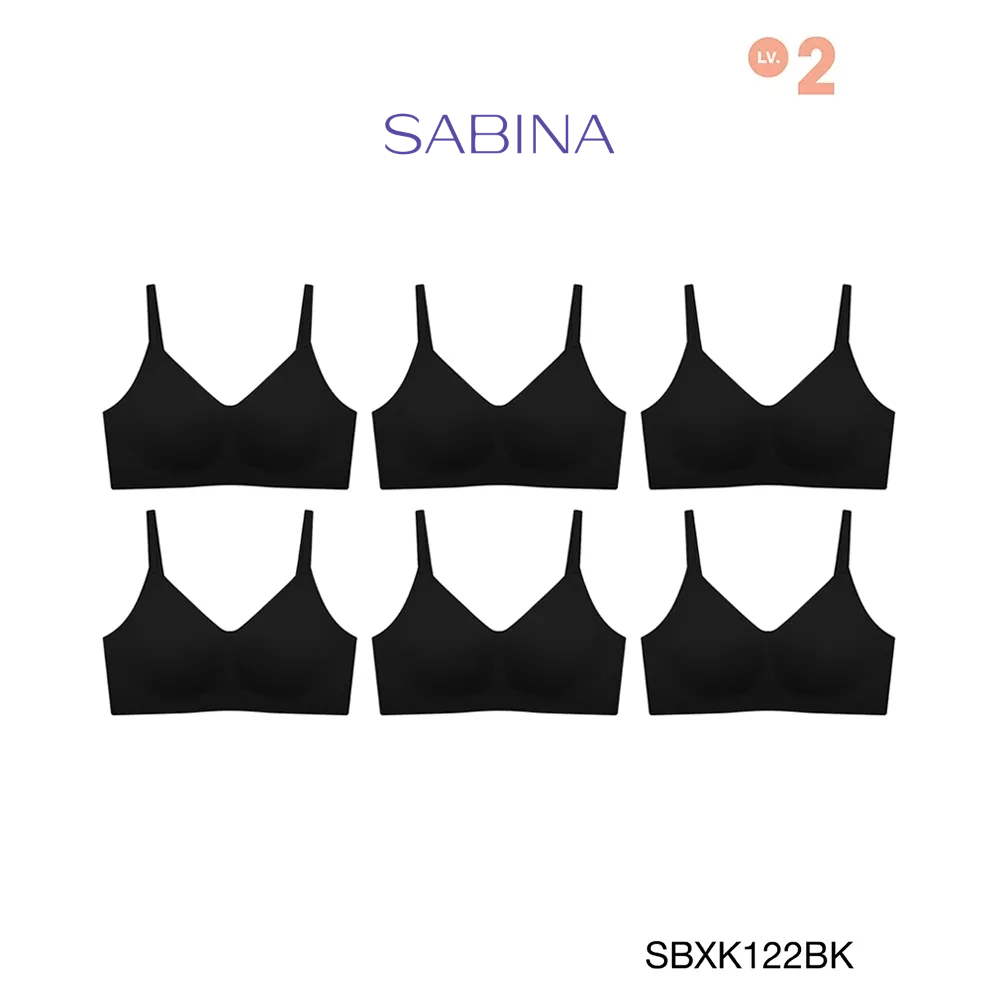 SABINA BRALESS เสื้อชั้นใน (Set 6 ชิ้น) รุ่น Soft Collection รหัส SBXK122BK สีดำ