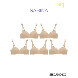 Sabina เสื้อชั้นใน (Set 5 ชิ้น) Invisible Wire (ไม่มีโครง) รุ่น Pretty Perfect รหัส SBXU5006C3 สีเนื้อเข้ม