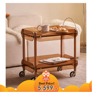 ชั้นวางรถเข็น Wood-Glass Vintage Trolley