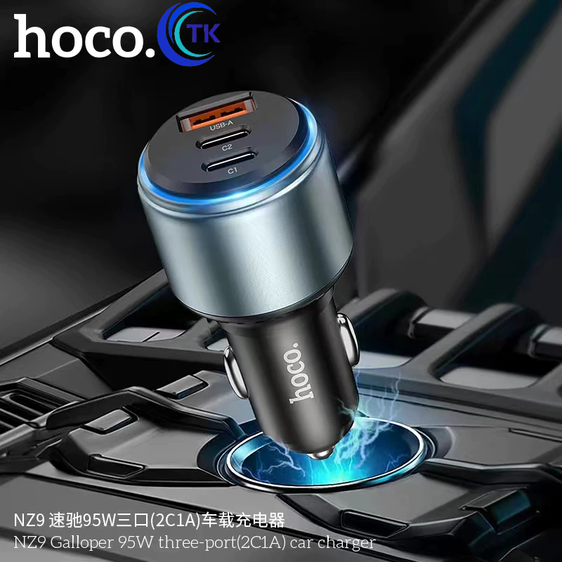 HCOC NZ9  อุปกรณ์ชาร์จแบตในรถยนต์ มี 3 ช่อง (2Typec + 1USB) Car Charger 95W PD65W+30W แท้100% มีรับป