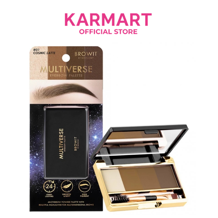 Browit มัลติเวิร์สอายบราวพาเลท 1g x 4สี พาเลทเขียนคิ้วชนิดฝุ่น แบบ 4 IN 1 มีไฮไลท์ 1 สี และสีคิ้วฝุ่น 3 สี ในพาเลทเดียว