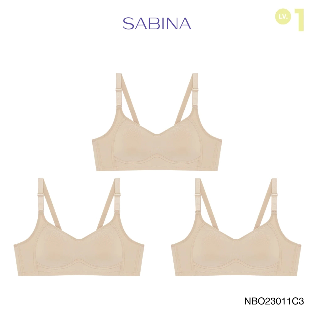 Sabina เสื้อชั้นใน (Set 3 ชิ้น) Invisible Wire (ไม่มีโครง) รุ่น Function Bra รหัส NBO23011C3 สีเนื้อเข้ม