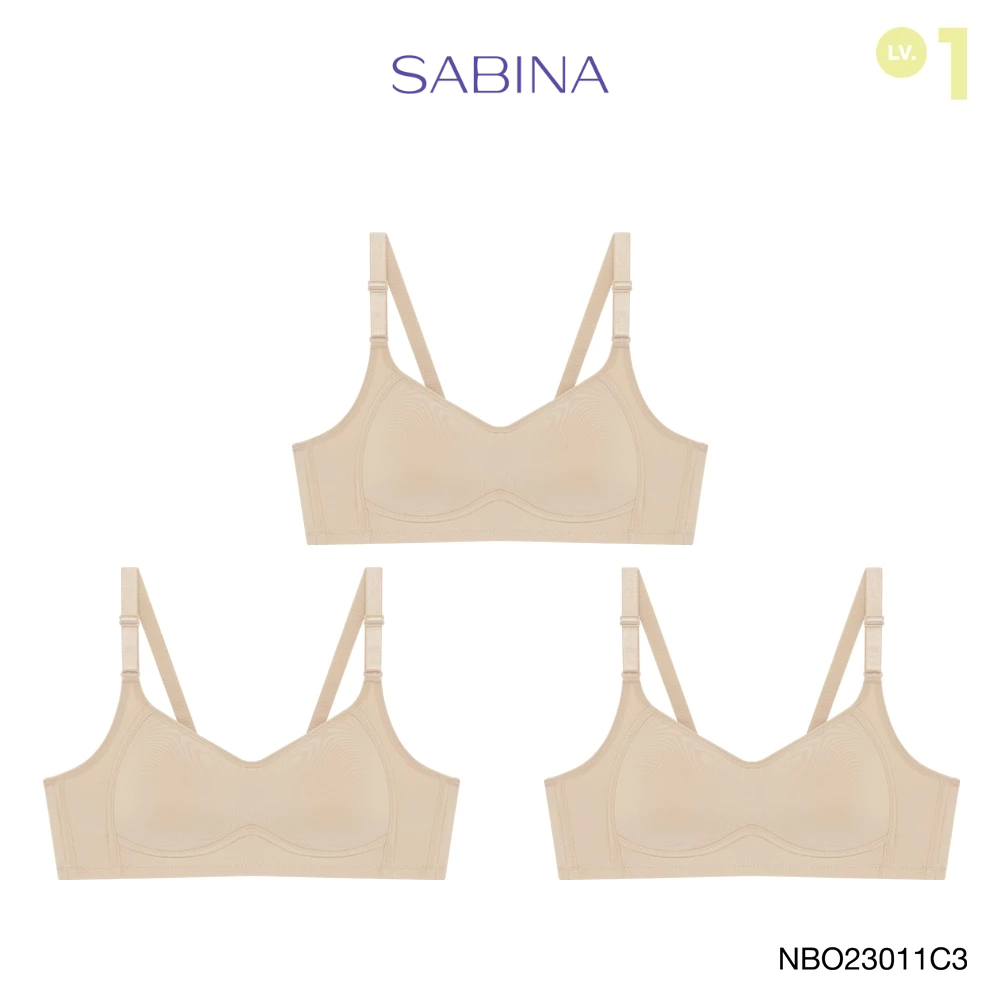 [Online Exclusive] Sabina เสื้อชั้นใน (Set 3 ชิ้น) Invisible Wire รุ่น Function Bra รหัส NBO23011C3 สีเนื้อเข้ม