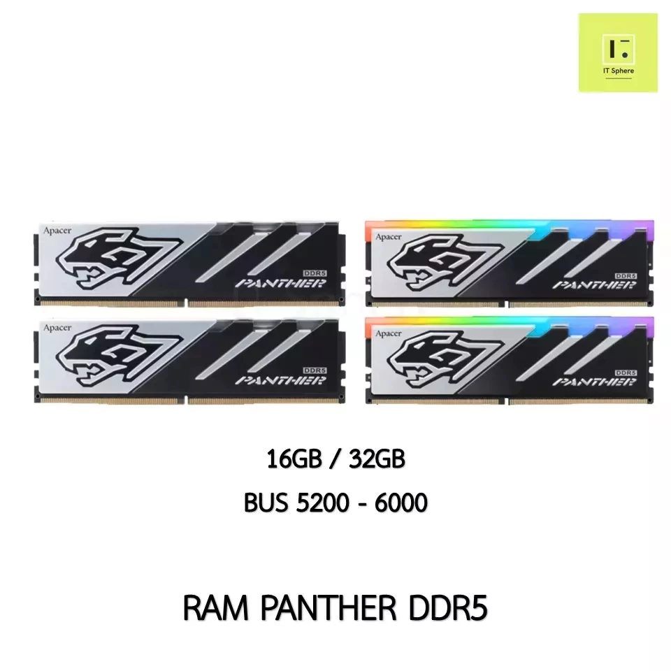 Ram Apacer Panther DDR5 16GB // 32GB BUS5200 5600 6000 ประกันตลอดอายุการใช้งาน non rgb / rgb