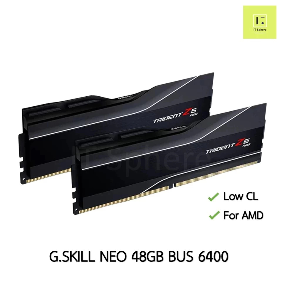 แรม 48GB BUS 6400 สีดำ RAM G SKILL TRIDENT Z5 NEO RGB BLACK DDR5 24x2GB BUS6400 G.SKILL AMD EXPO FORRYZEN FORAMD RYZEN