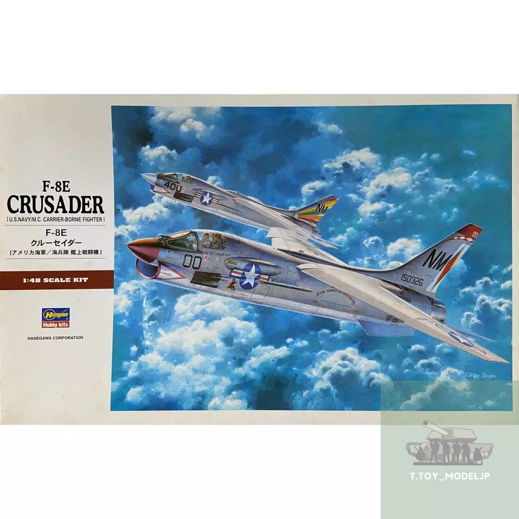 Hasegawa 1/48 F-8E Crusader U.SNAVY/M.C. Carrier-borne fighter โมเดลเครื่องบินรบ เครื่องบินรบสงครามโลก เครื่องบินประกอบ