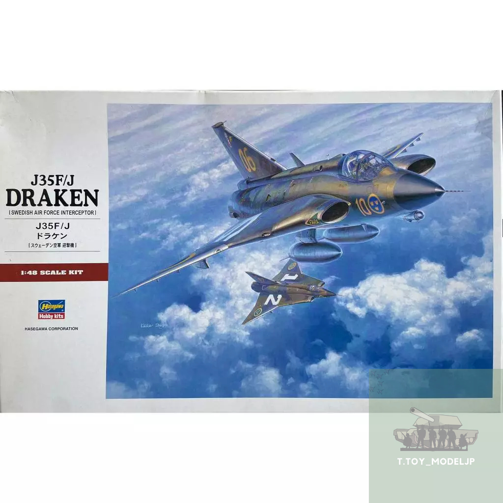 Hasegawa 1/48 J35F/J Draken Swedish Air Force Interceptor โมเดลเครื่องบินรบ เครื่องบินรบสงครามโลก เค
