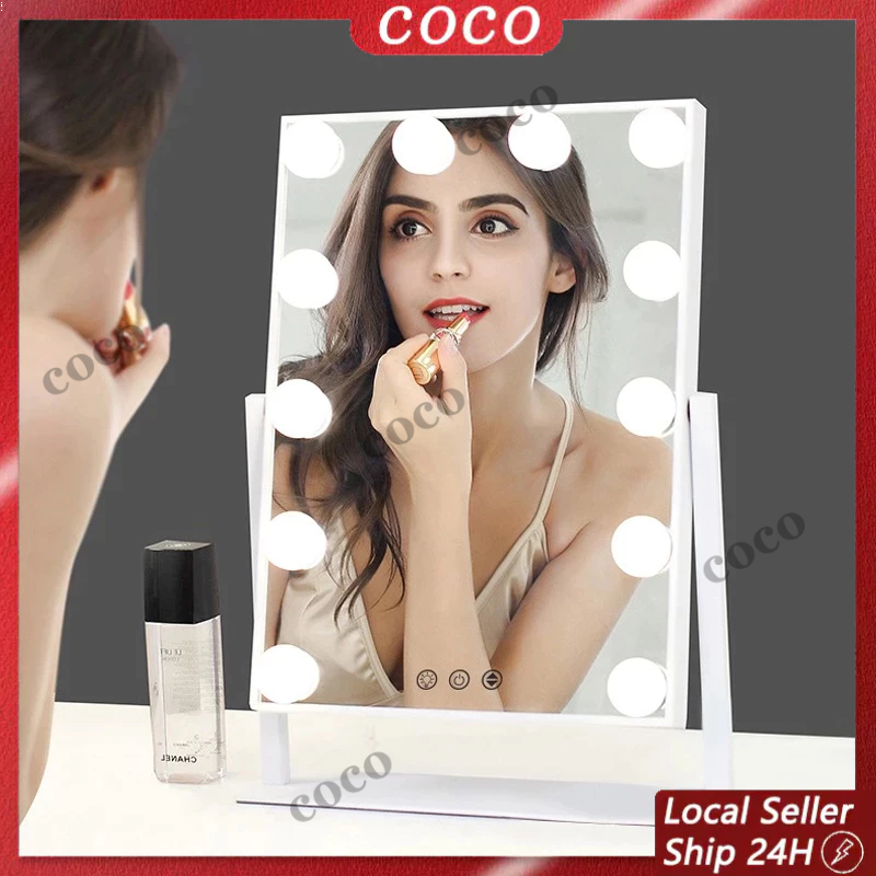 กระจก แต่งหน้า Hollywood makeup mirror มีไฟ LED ปลั๊ก USB ปุ่มหน้าจอสัมผัส 3 ไฟ
