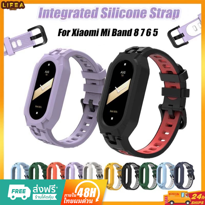 สายซิลิโคน สําหรับ Xiaomi Mi Band 8 สายรัดข้อมือซิลิโคน กีฬา สําหรับ Miband 7/6/5 สร้อยข้อมือแบบสมาร์ท