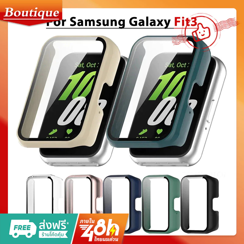 Samsung Galaxy Fit 3 เคส พร้อมกระจกนิรภัย ป้องกันรอยขีดข่วนหน้าจอ สําหรับ Samsung Galaxy fit3 PC เคสแข็ง กันชน