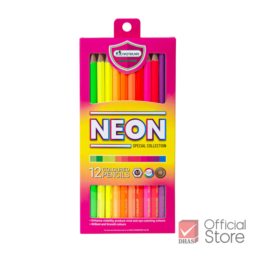 Master Art สีไม้ ดินสอสีไม้ 12 สี รุ่นนีออน Special collection จำนวน 1 กล่อง