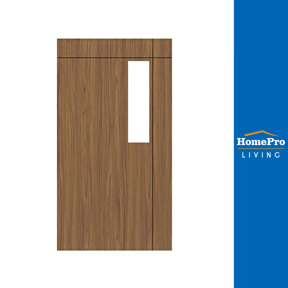 PARAZZO ประตู UPVC ไม่เจาะลูกบิด ED บานกระจกฝ้า 100X200 ซม. สีวอลนัท จัดส่งโดย HomePro