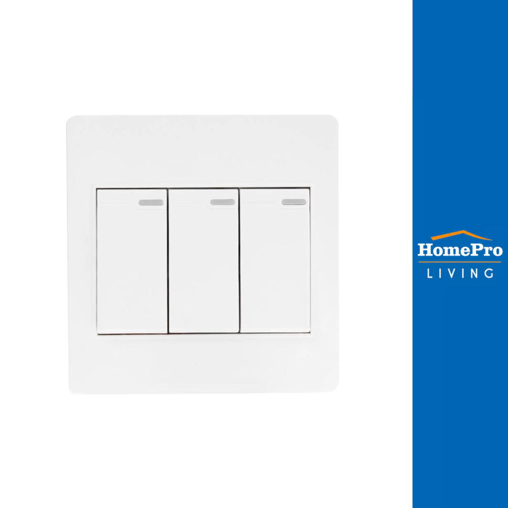 HACO ชุดสวิตช์ 1 ทาง 3 ช่อง  M3N-S31 สีขาว