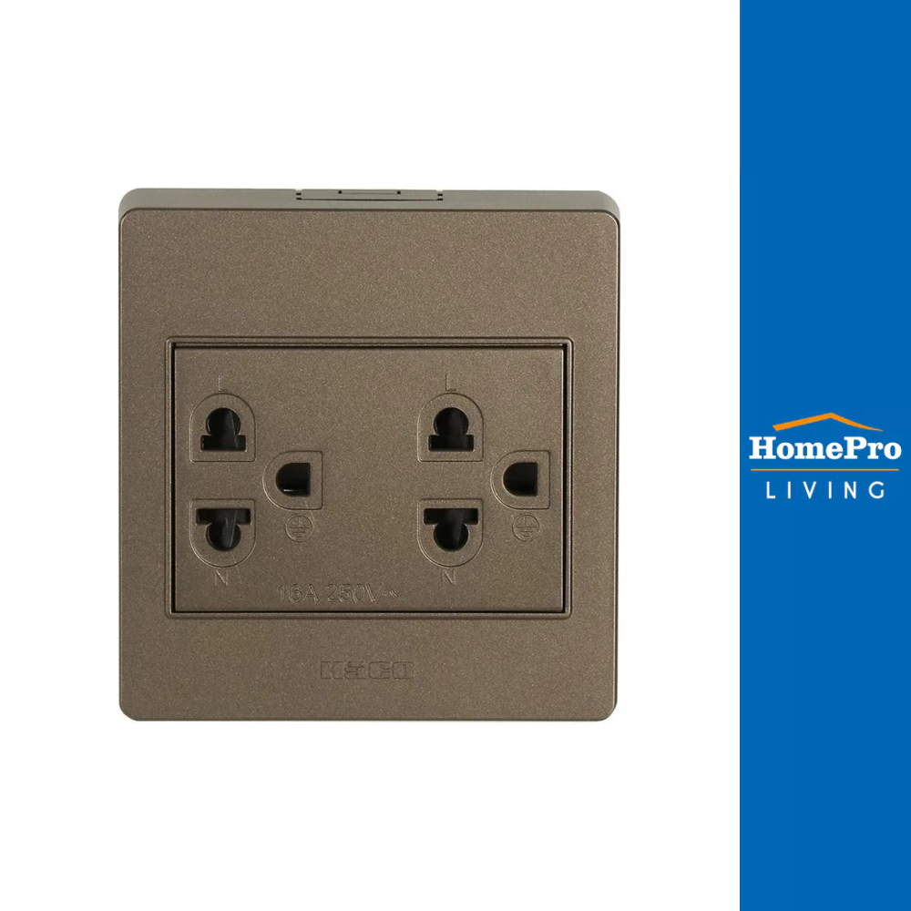 HACO ชุดเต้ารับคู่ 3 ขา M3N-E20-CC สีช็อคโก