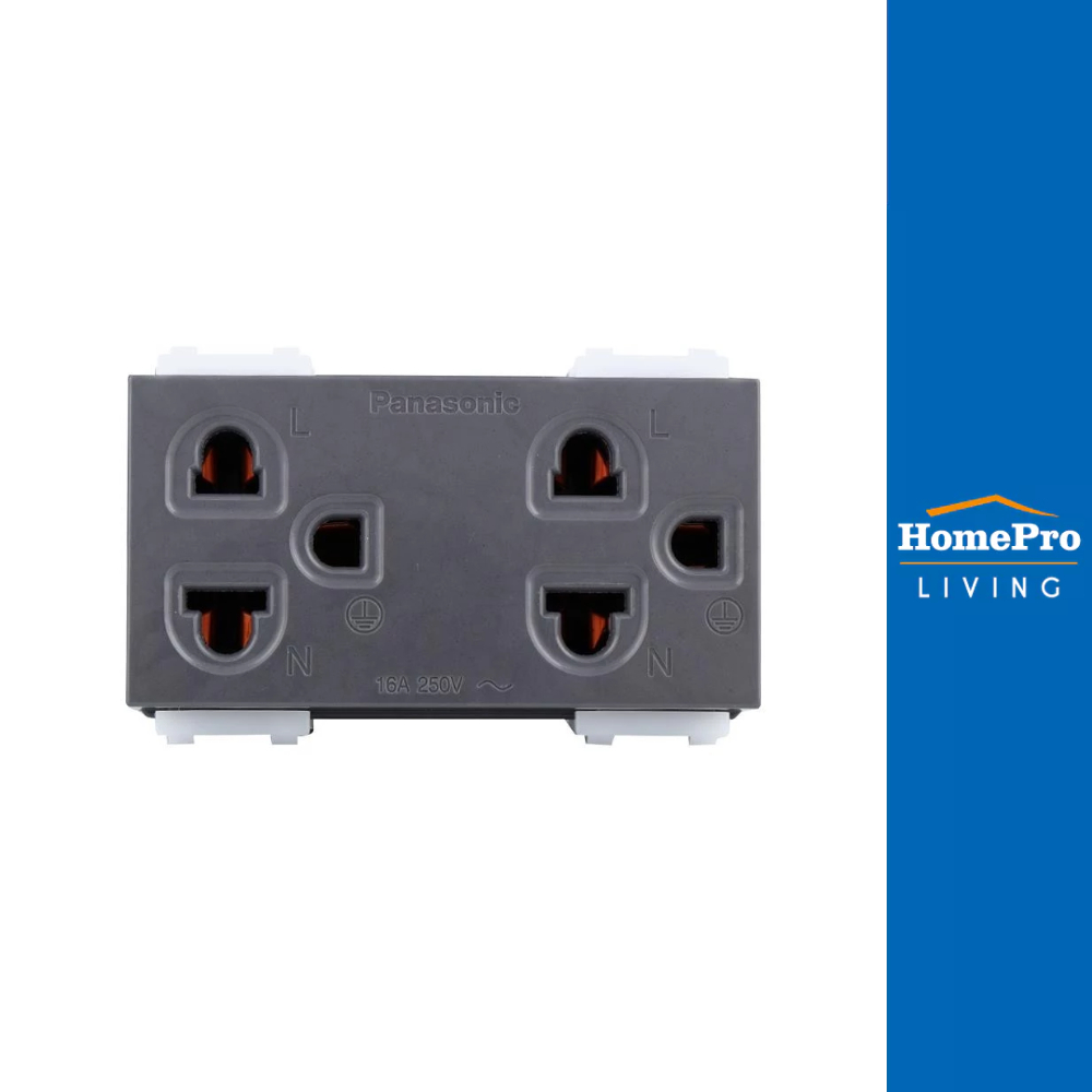 PANASONIC เต้ารับคู่ 3 ขา WEG15929 H สีเทา