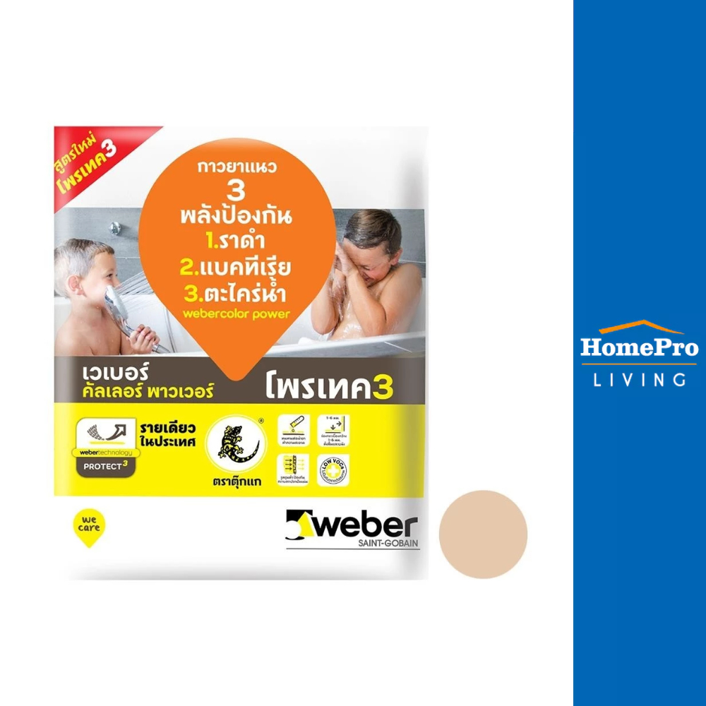 WEBER กาวยาแนว เวเบอร์คัลเลอร์ พาวเวอร์ 1 กก. สีน้ำตาลเอิร์ธ จัดส่งโดย HomePro