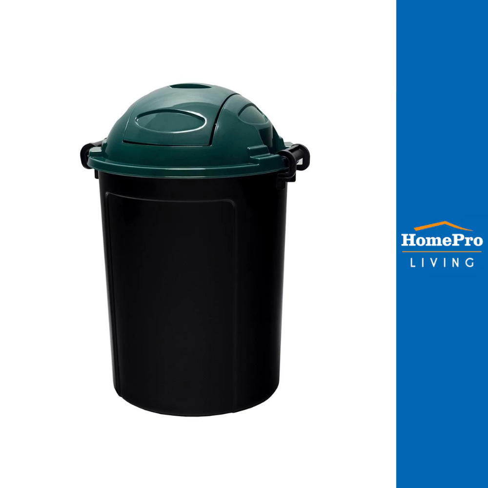 ME LIVING ถังขยะกลมฝาสวิง DUST 62 ลิตร สีดำฝาเขียว จัดส่งโดย HomePro