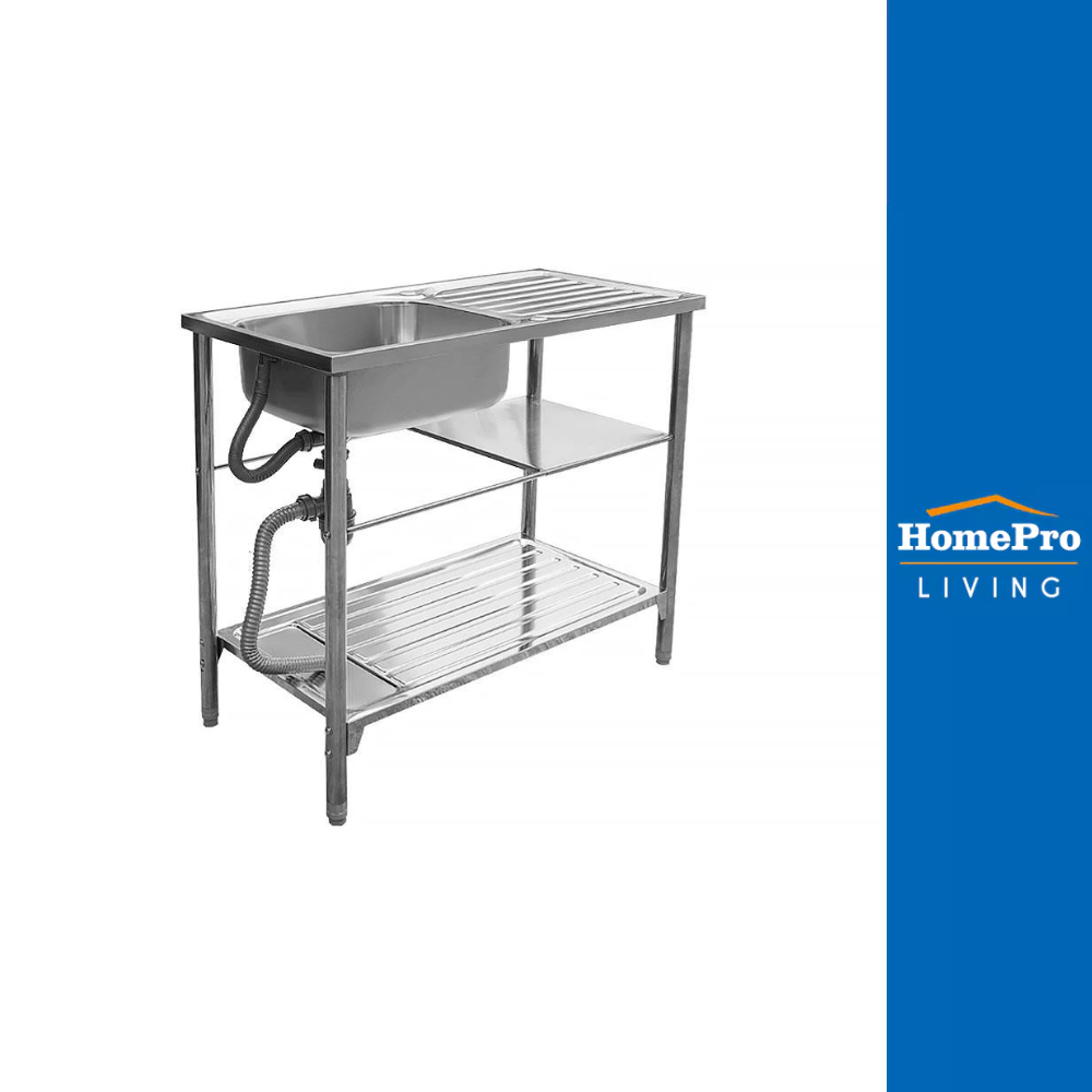 HomePro ซิงค์ขาตั้ง 1หลุม 1ที่พัก AP PLUS สีเงิน แบรนด์ LINEA