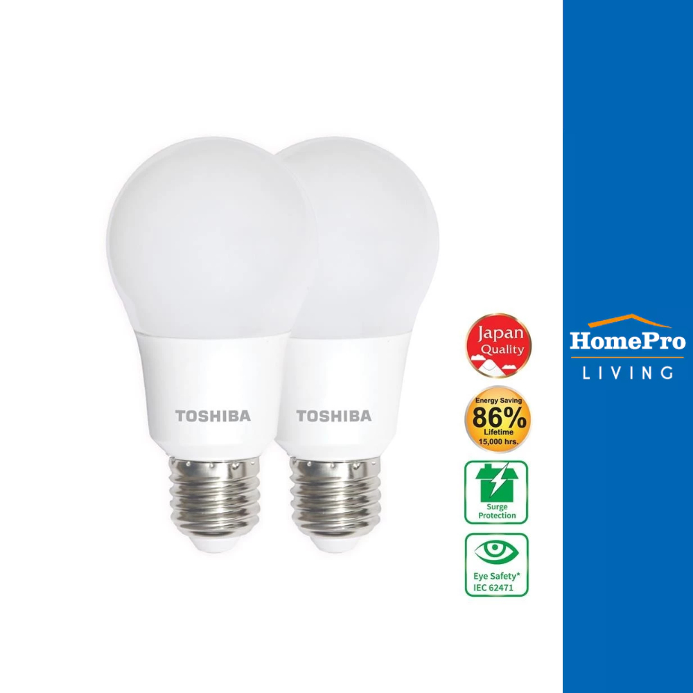 TOSHIBA หลอด LED A60 8 วัตต์ E27 COOLWHITE แพ็ก 2 ชิ้น