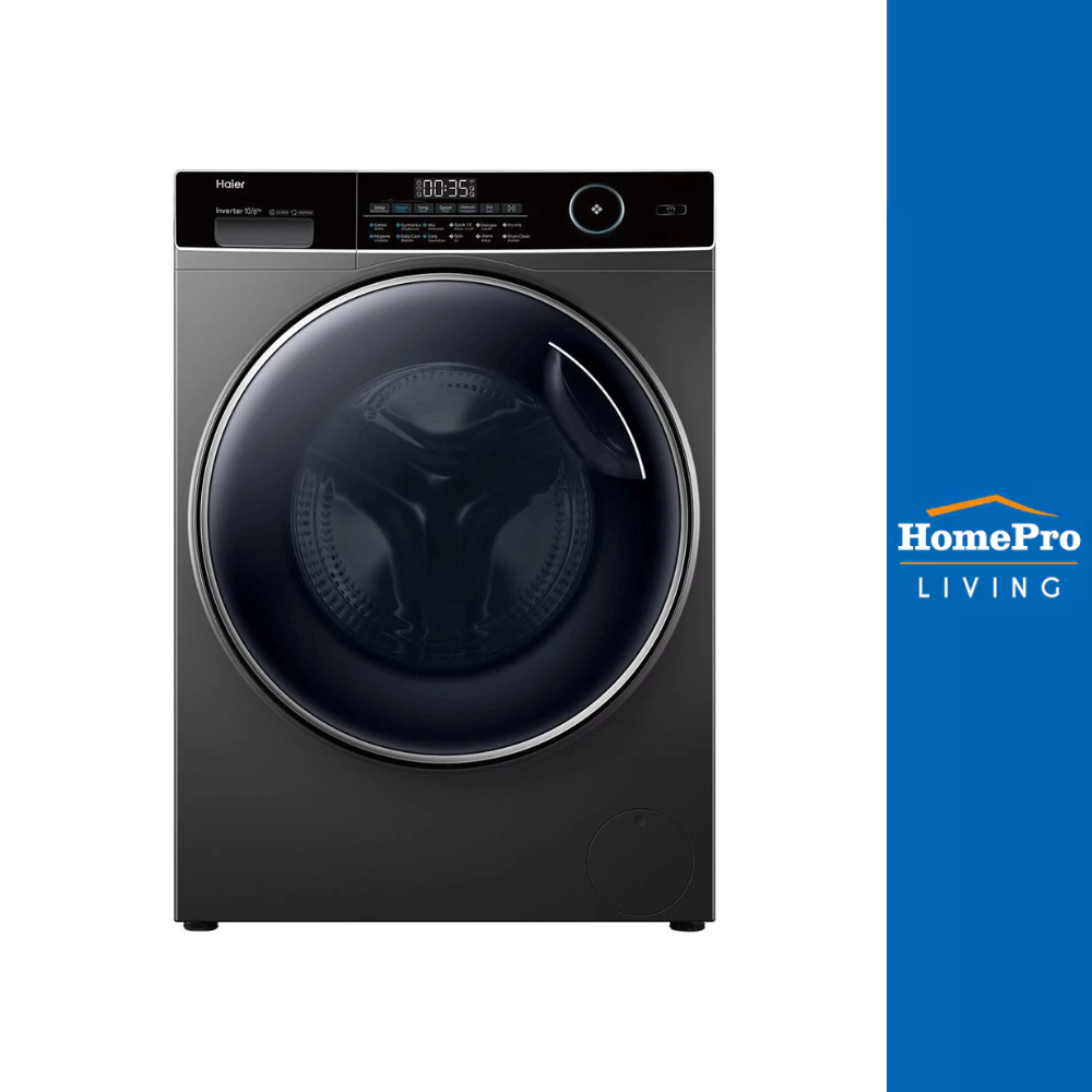 [จัดส่งพร้อมติดตั้ง] HAIER เครื่องซักอบผ้าฝาหน้า HWD100-BP14959S8 10/6 กก. อินเวอร์เตอรื สีดำ