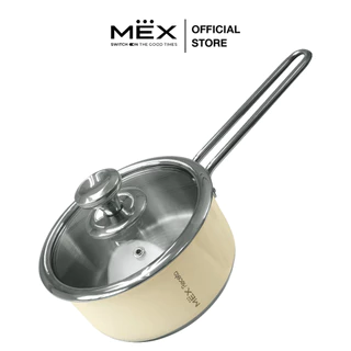 MEX รุ่น CSS167CR ชุดหม้อสเตนเลสพร้อมฝาแก้ว ขนาด 16 ซม. สีครีม (ใช้ได้กับเตาทุกประเภท)
