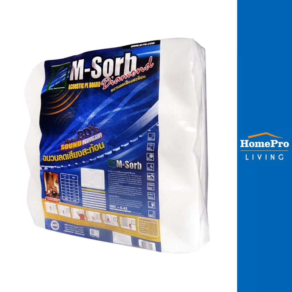 HomePro ฉนวนลดเสียงสะท้อน M-SORB 60X60 ซม. หนา 40 มม. สีขาว แบรนด์ MPE