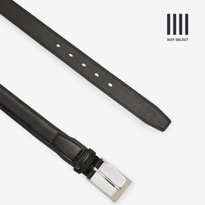 SUIT SELECT  Pin  Curve  Belt (Black/Dark Brown) เข็มขัดหนังหนัง