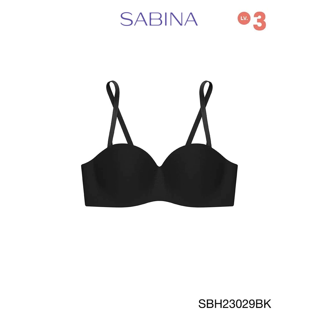 Sabina Soft Doomm Level 3 เสื้อชั้นใน เกาะอก ไร้โครง รหัส SBH23029BK - สีดำ