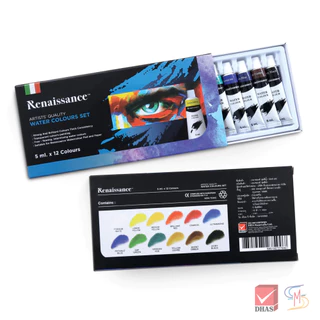 Renaissance สีน้ำ แบบหลอด 5ml.12 สี จำนวน 1 กล่อง