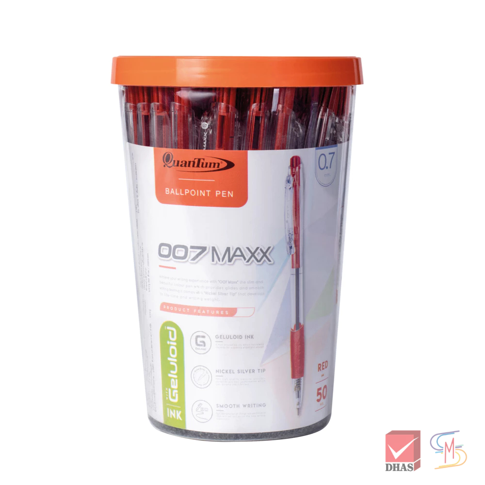 Quantum ปากกา ปากกาลูกลื่น เจลลูลอยด์ 007 Maxx 0.7 แดง รูปที่ 2