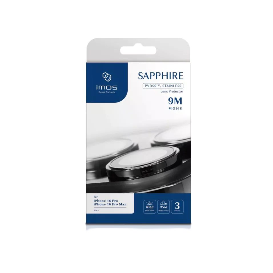 IMOS Sapphire Lens Protector PVD Stainless Frame for iPhone 16 Pro/16 Pro Max By Dotlife