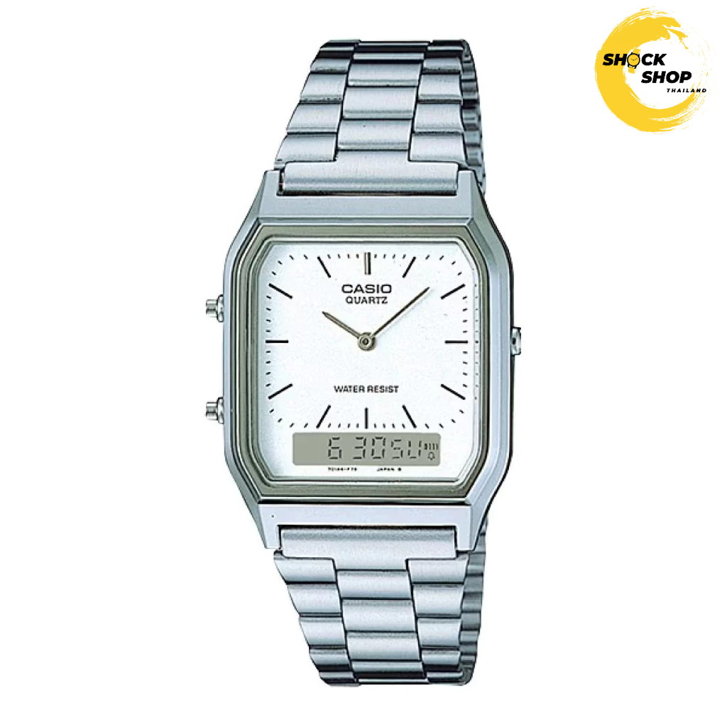 CASIO นาฬิกาข้อมือ CASIO รุ่น AQ-230A-1DHDF วัสดุสเตนเลสสตีล สีดำ