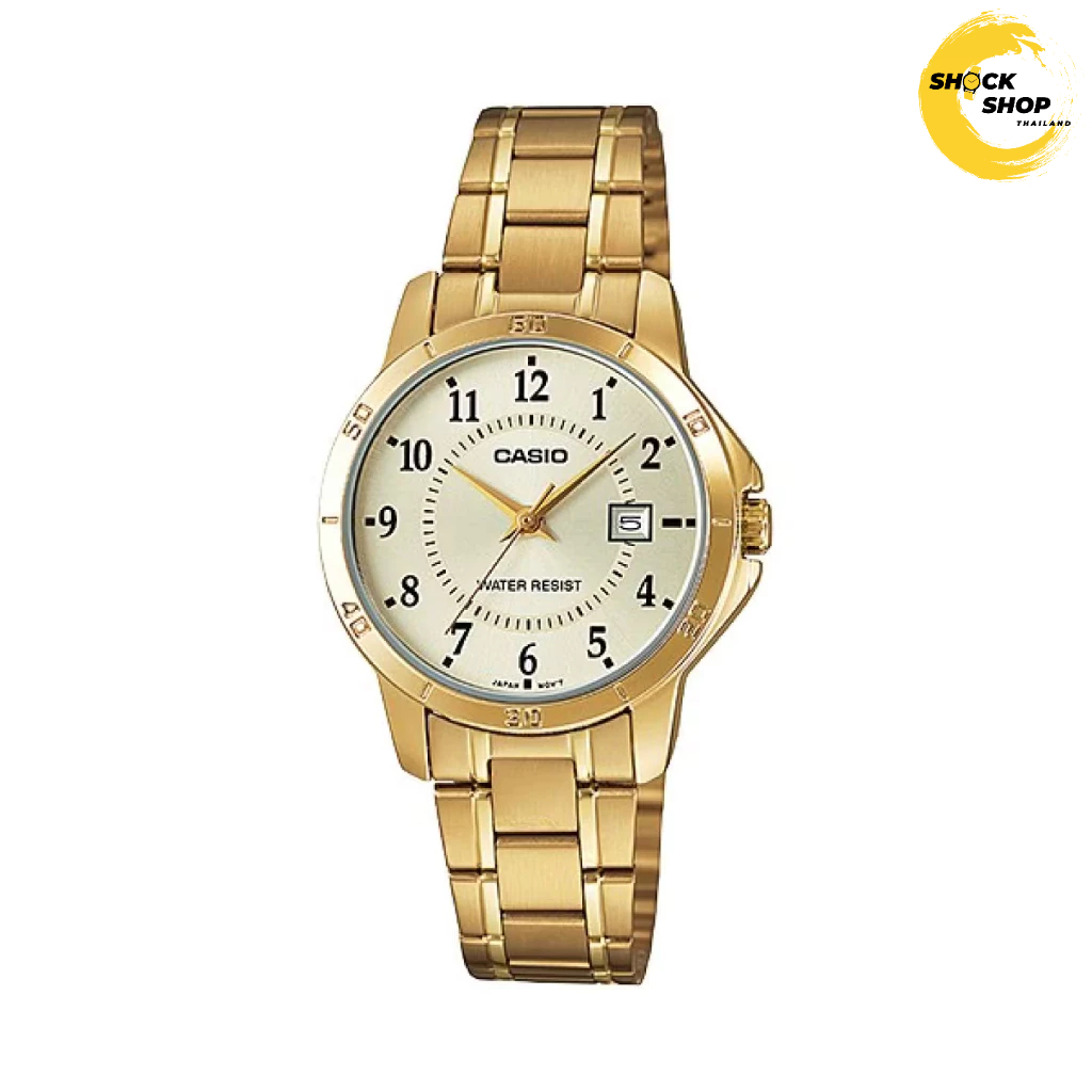 CASIO นาฬิกาผู้หญิง รุ่น LTP-V004G-9B สายสแตนเลส สีทอง