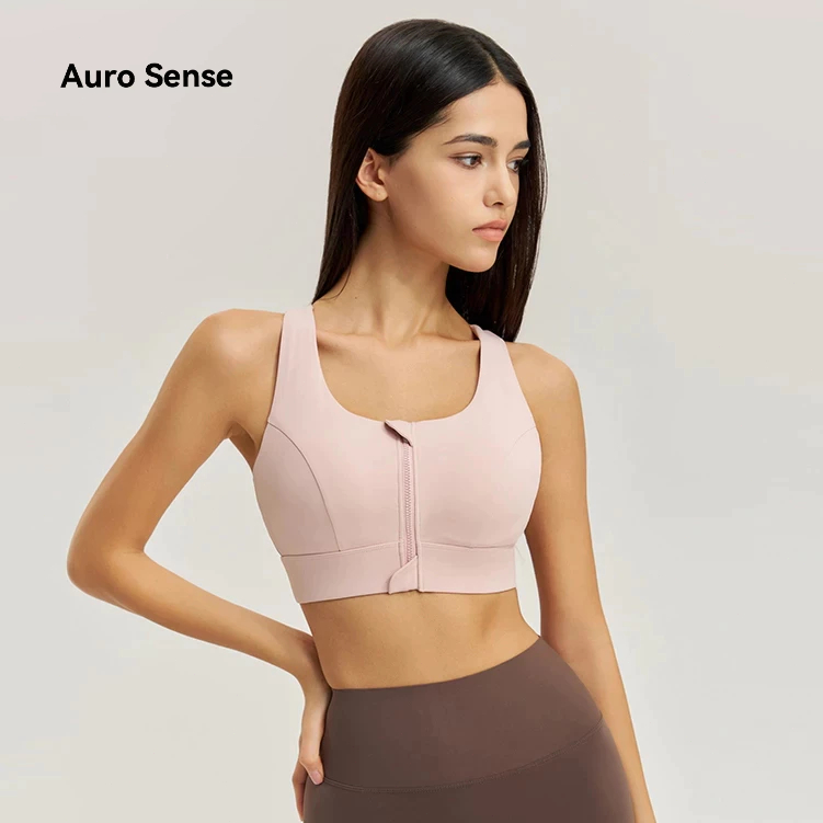 Auro Sense สปอร์ตบรา สำหรับ ผู้หญิง  วิดพื้นแบบแรงกระแทกสูง ออกแบบ ซิปด้านหน้า คุณภาพสูง สปอร์ตบรา ว