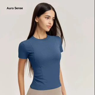 Auro Sense เสื้อออกกำลังกาย สำหรับ ผู้หญิง ผ้ายืดสูง แห้งไว ระบายเหงื่อ ทรงเข้ารูป เหมาะสำหรับ โยคะ วิ่ง ฟิตเนส