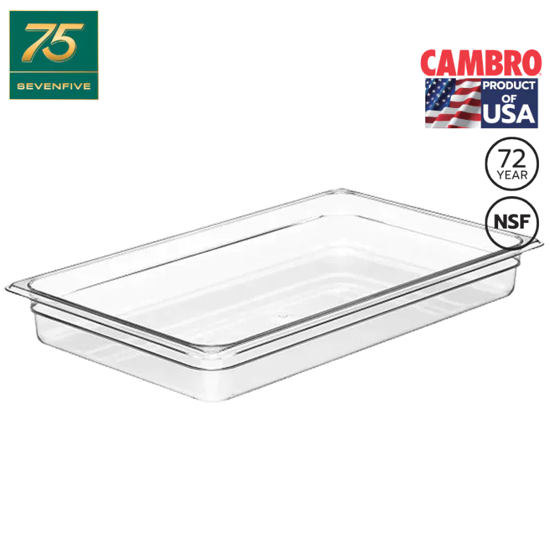 CAMBRO กล่องเก็บวัตถุดิบพลาสติกPC Food Grade ทนร้อน-เย็น ตกไม่แตก ถาดอาหาร กล่องถนอมอาหาร GN1/1 (53 x 32.5ซม)  CAM1-1
