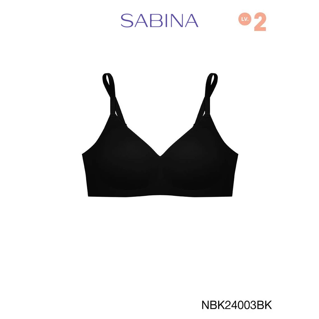 [Online Exclusive]  Sabina Soft Collection Level 2 เสื้อชั้นใน ไร้ตะเข็บ ไร้โครง รหัส NBK24003BK - ส