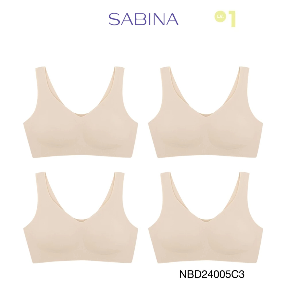 Sabina เสื้อชั้นใน (Set 4 ชิ้น) [Online Exclusive] Perfect Bra Level 1 ไร้ตะเข็บ ไร้โครง รหัส NBD24005C3 - สีเนื้อเข้ม