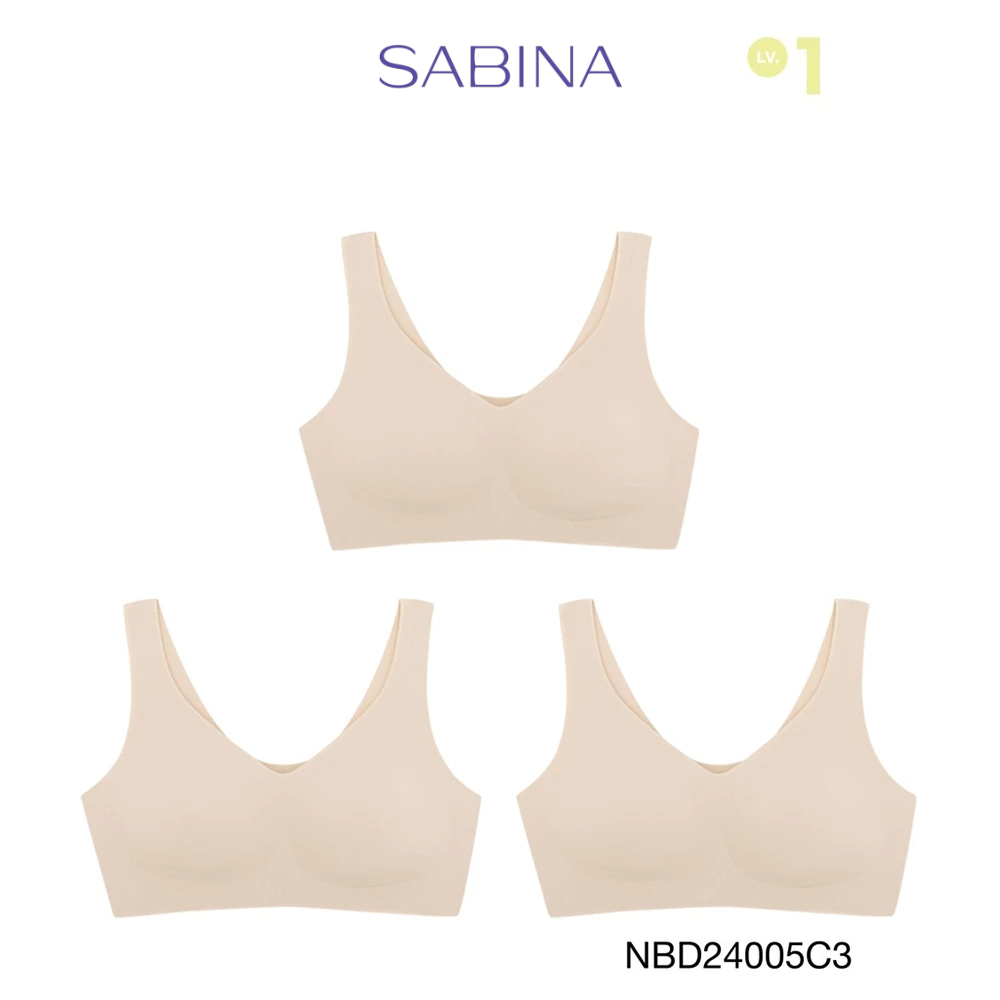 Sabina เสื้อชั้นใน (Set 3 ชิ้น) [Online Exclusive] Perfect Bra Level 1 ไร้ตะเข็บ ไร้โครง รหัส NBD24005C3 - สีเนื้อเข้ม