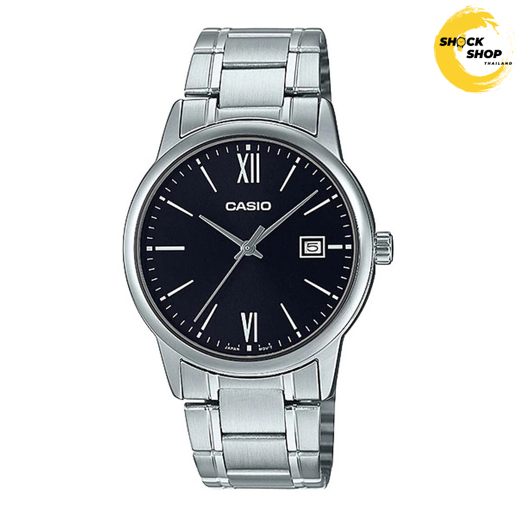 CASIO นาฬิกาผู้ชาย รุ่น MTP-V002D-1B3 วัสดุสเตนเลสสตีล สีดำ คาสิโอ