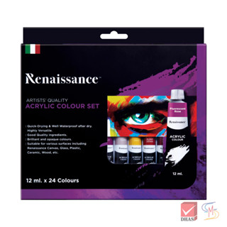Renaissance สีอะคริลิค ชุดสีอะคริลิค 12 ml. 24 สี จำนวน 1 กล…