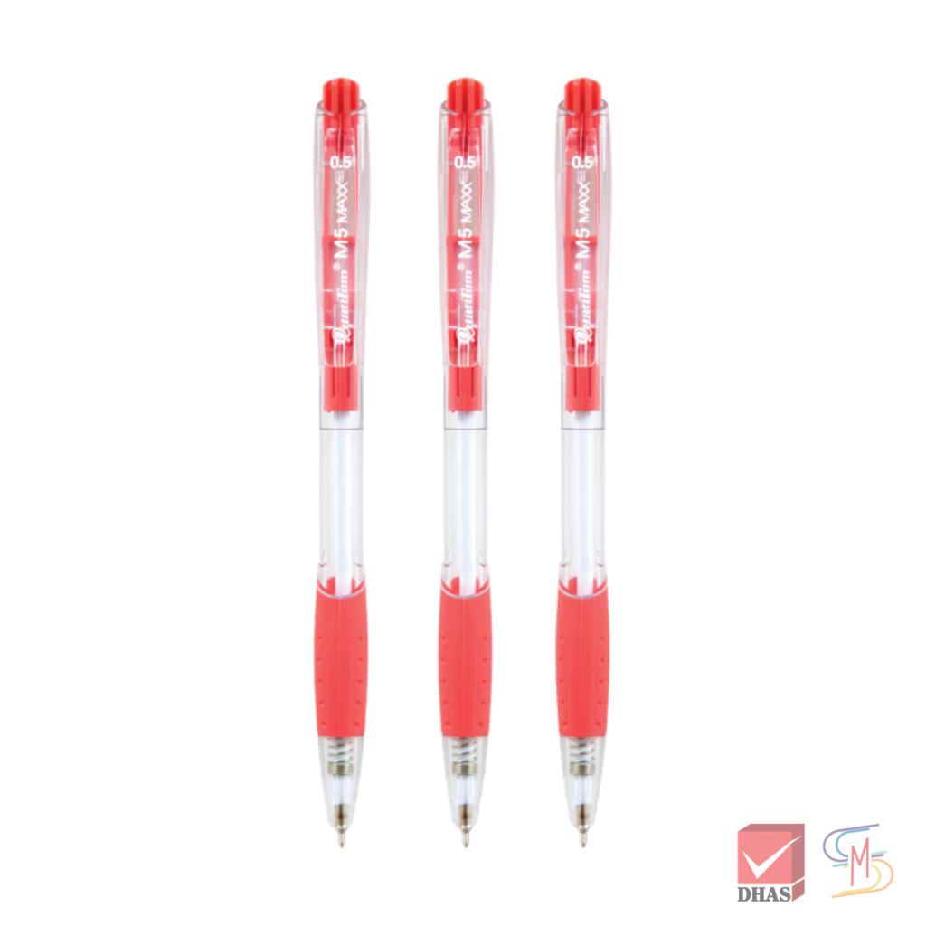 Quantum ปากกา ปากกาลูกลื่น เจลลูลอยด์ M5 Maxx 0.5 หมึกแดง กระบอก จำนวน 50 ด้าม - รูปที่ 3