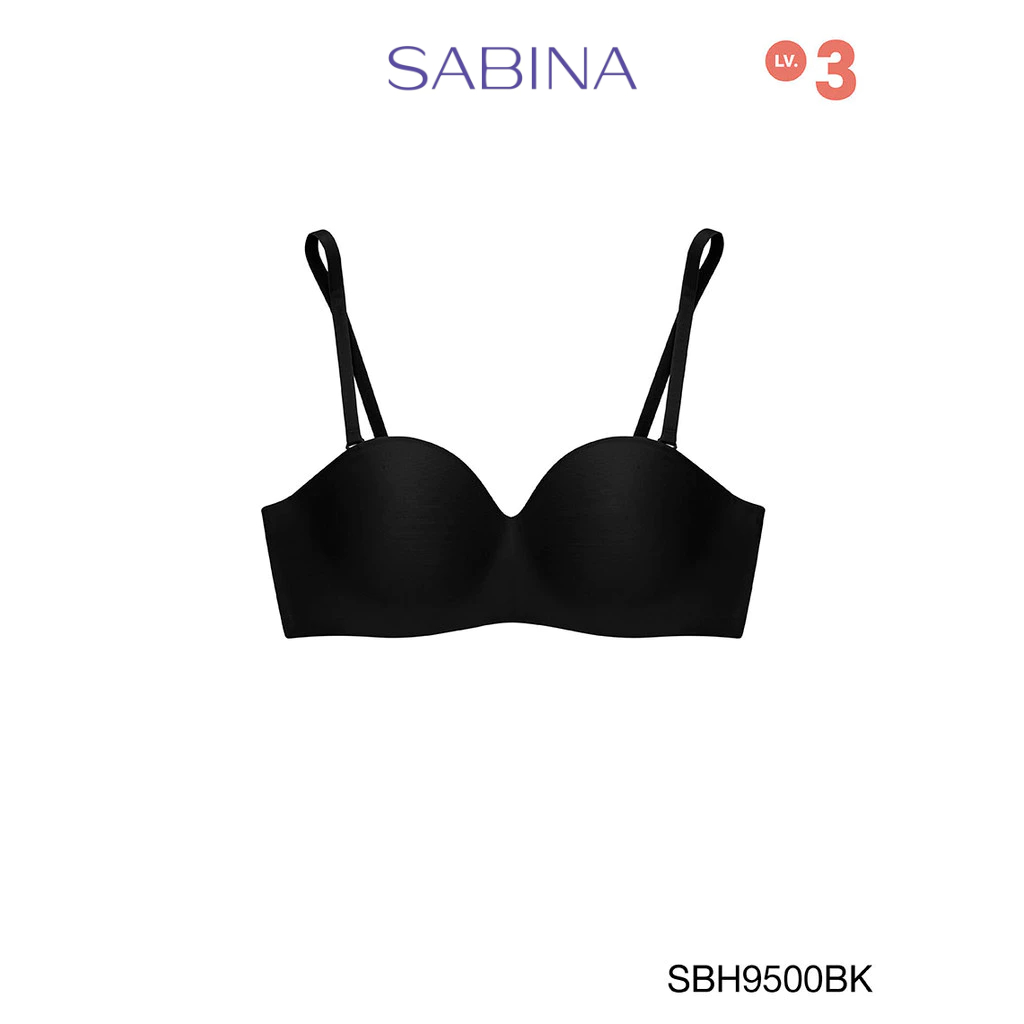 Sabina Soft Doomm Level 3 เสื้อชั้นใน เกาะอก  ไร้โครง รหัส SBH9500BK - สีดำ