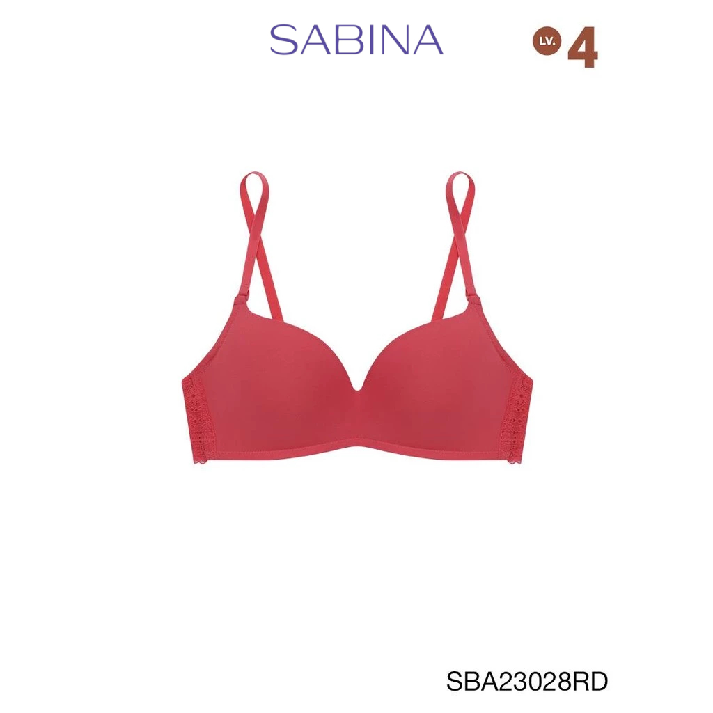 Sabina Doomm Doomm Level 4 เสื้อชั้นใน  ไร้โครง รหัส SBA23028RD - สีแดงเข้ม