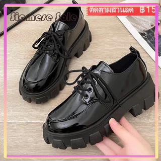 ⚡พร้อมส่ง⚡รองเท้าแมรี่เจน  อังกฤษ รองเท้าหนัง หญิง ใหม่ ส้นหนา สไตล์วิทยาลัย 35-42 หลา