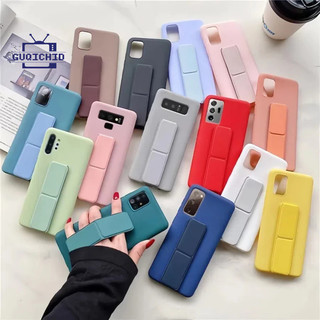 ที่วางโทรศัพท์ตั้งโต๊ะ แบบพับได้ สีพื้น สากล / สายรัดข้อมือ PU แบบสร้างสรรค์ ที่จับนิ้ว ขาตั้งโทรศัพท์มือถือ ตัวยึด แบ