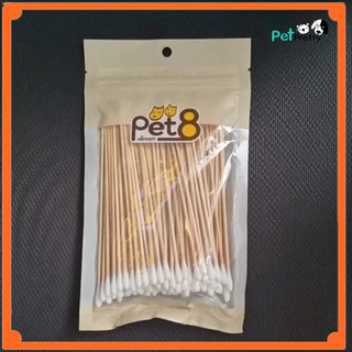 Pet8 ไม้ปั่นหูสุนัข คอตตอนบัดเช็ดหู 3ขนาด S M L (สำลีพันไม้ สำลีปั่นหูสุนัขมีด้าม ไม้เช็ดหู คัตตั้นบัดสุนัข สำลีก้าน)